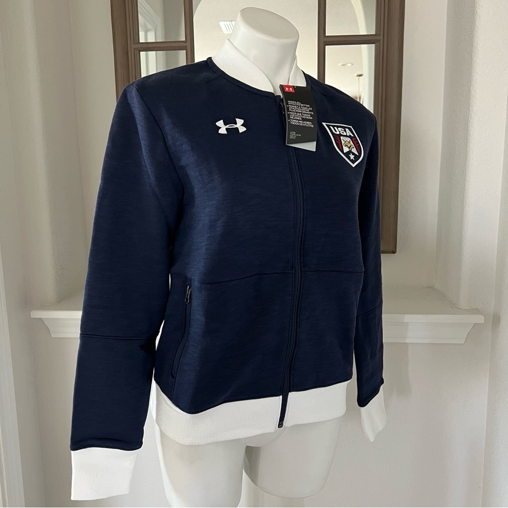Under Armour Team USA ZipFront Sweatshirt Bomber Jacket Patriotic Size S NWT - Picture 9 of 16